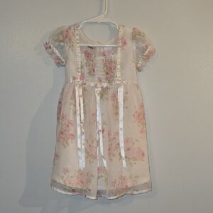 Elegant Floral Kids Dress in Pink and White LOT-O